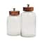 Clear Glass Canisters with Brown Removable Lids Set